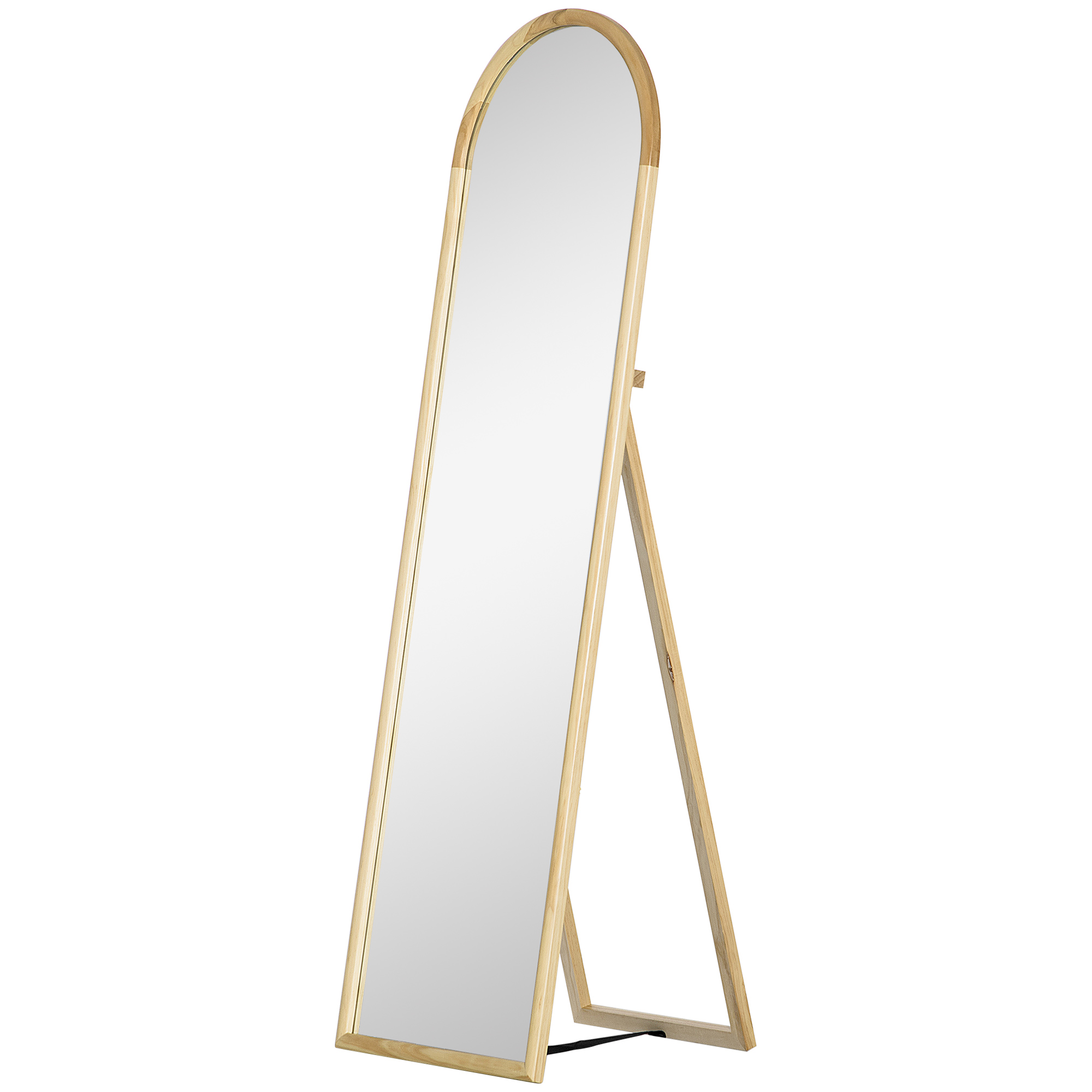 HOMCOM Standspiegel Bodenspiegel aus rechteckigem Holz mit rundem Fuß und skandinavischem Stil, Maße 148L x 41B cm