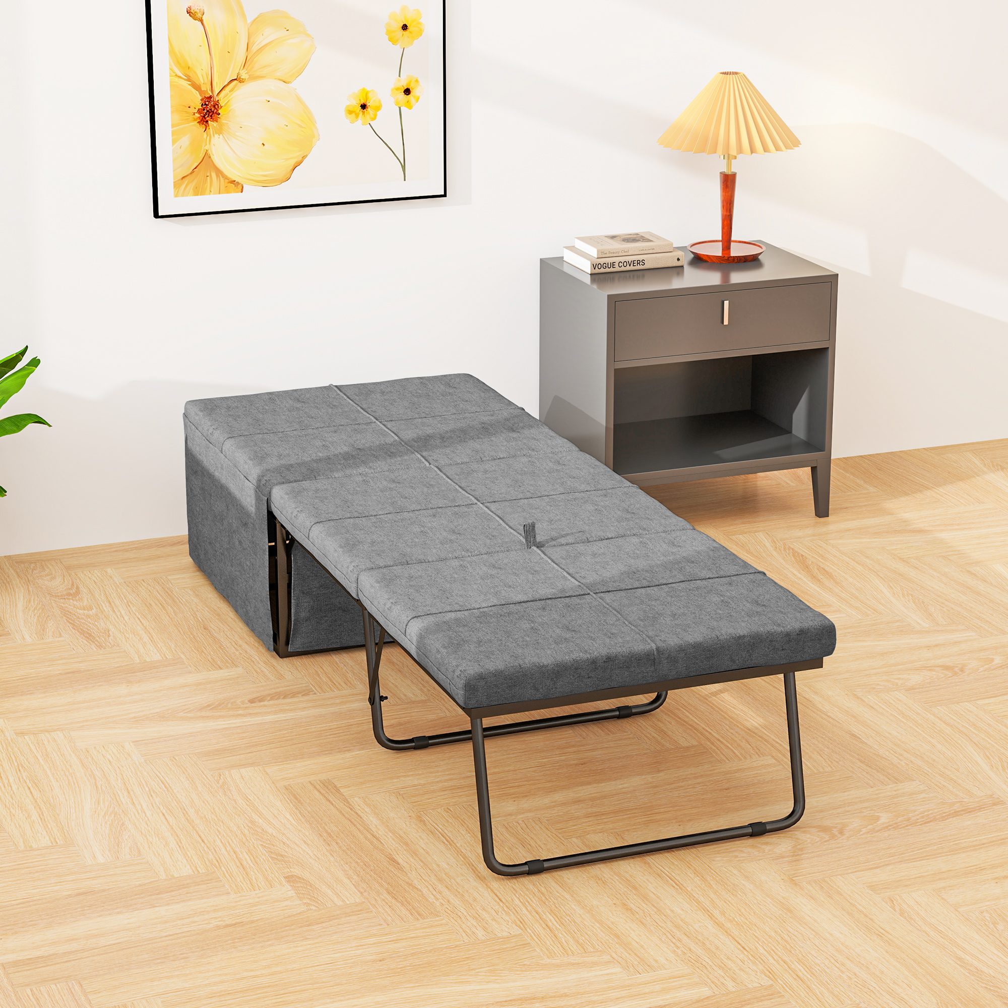 Opklapbaar Bed, met Matras en Stofhoes, 190 x 69 x 38,5 cm, Grijs