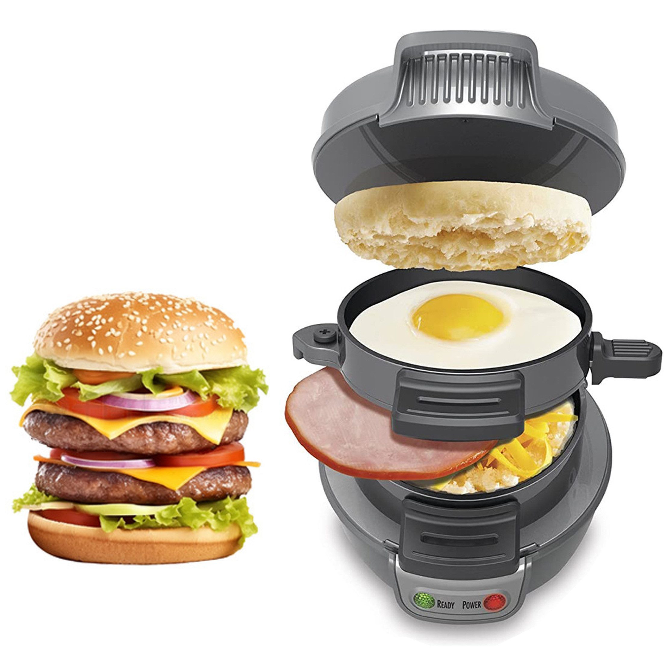 Hamburger Maker Sandwichmaker mit Antihaft-Beschichtung,Doppelseitiges Grillen