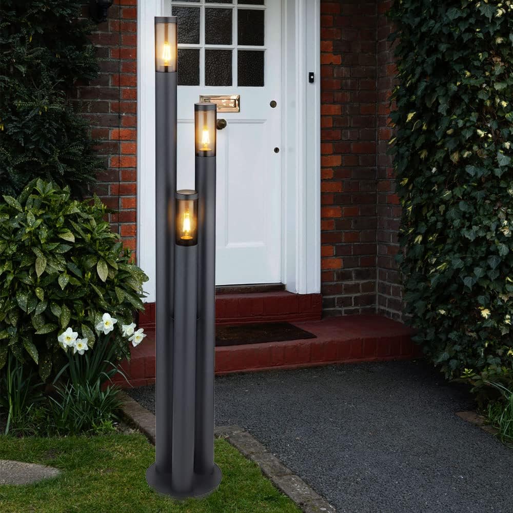 Außenleuchte Stehlampe Wegeleuchte außen Gartenlampen dunkelanthrazit IP44, Edelstahl Kunststoff modern, 1x LED warmweiß, DxH 28x170cm