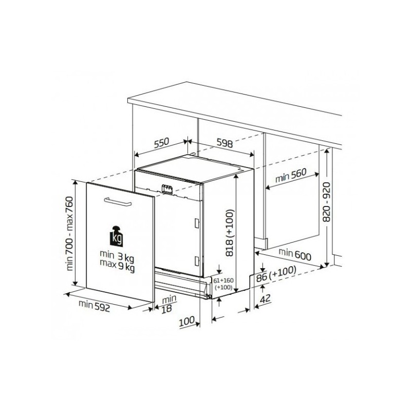 Beko BDIN38561C - Lavastoviglie a Scomparsa Totale 15 Coperti 60 cm Classe A