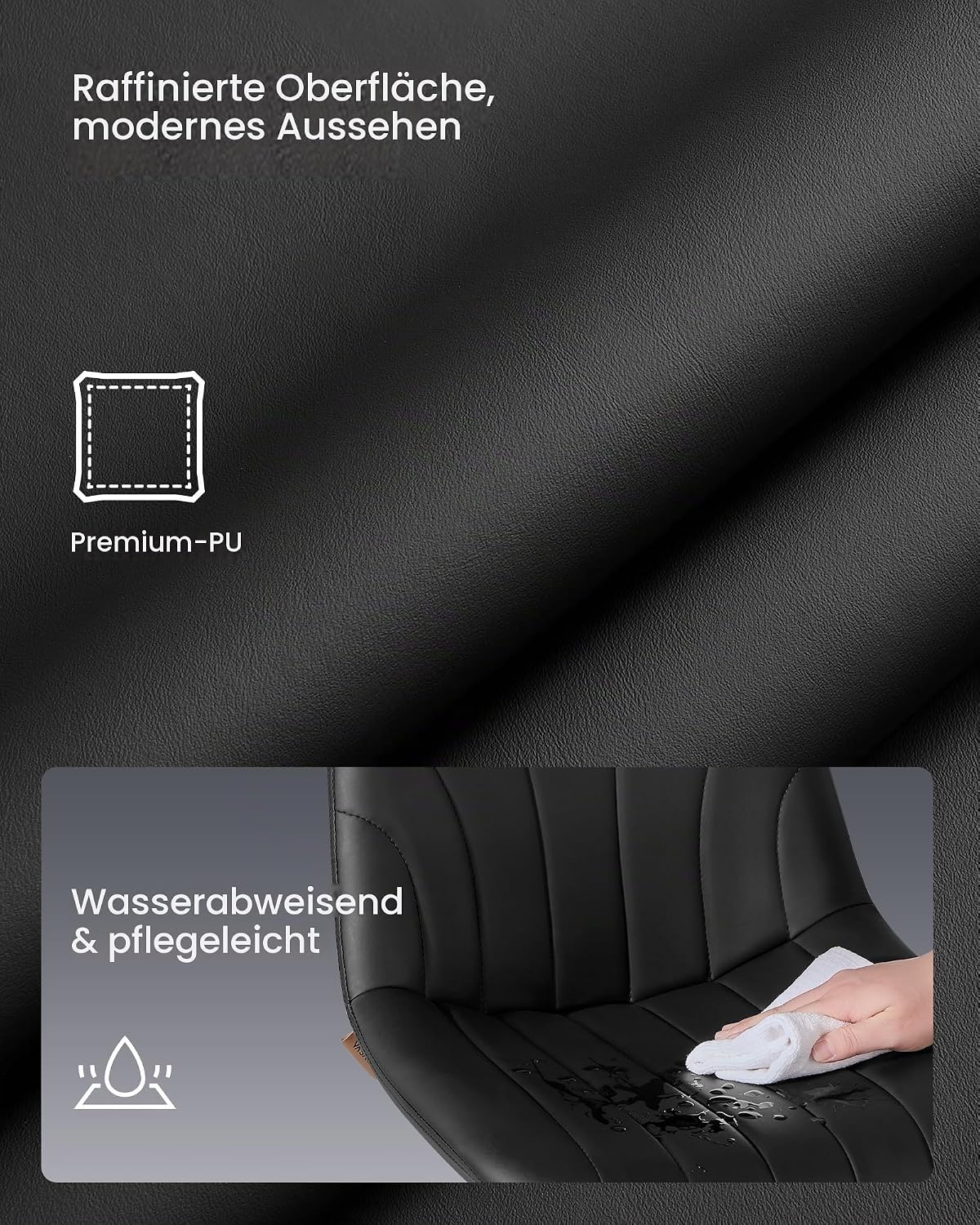 VASAGLE Barhocker mit gepolstertem Sitz, drehbar und höhenverstellbar