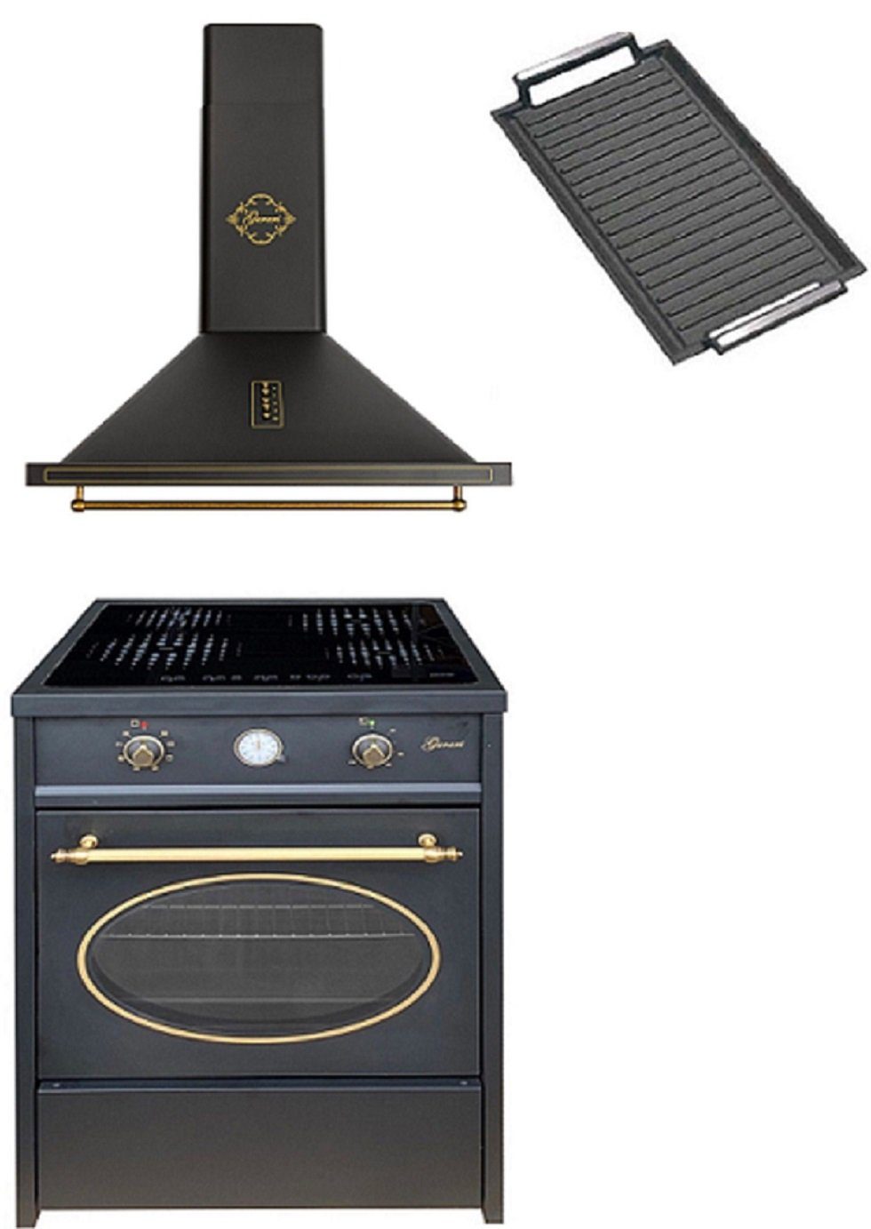 Induktions-Standherd GCH E 612 BL r+GCH 975 Bl 6 +Grillplatte