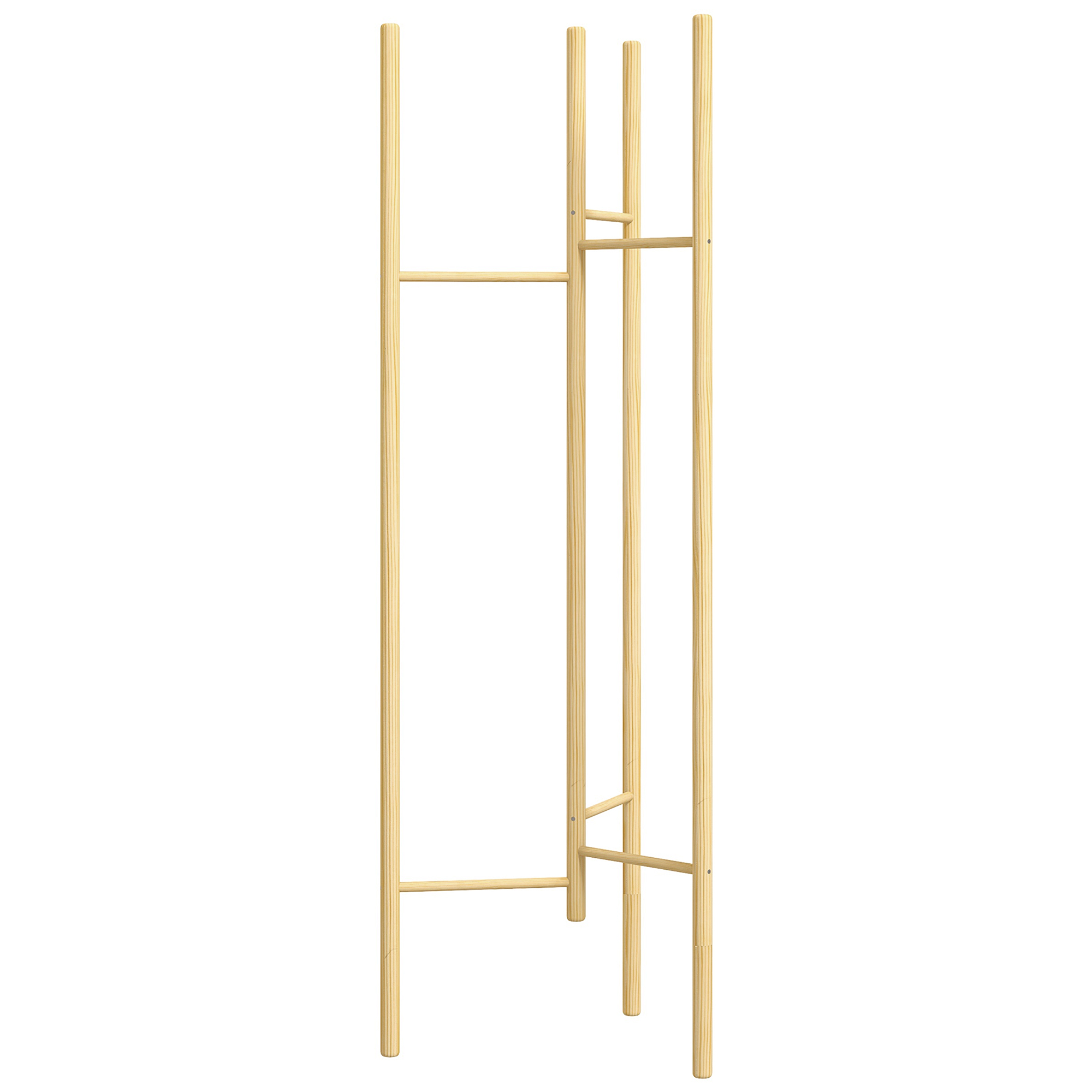 HOMCOM Kleiderständer, platzsparend, 5 kg Belastung, 62x52,5x160cm, Natur