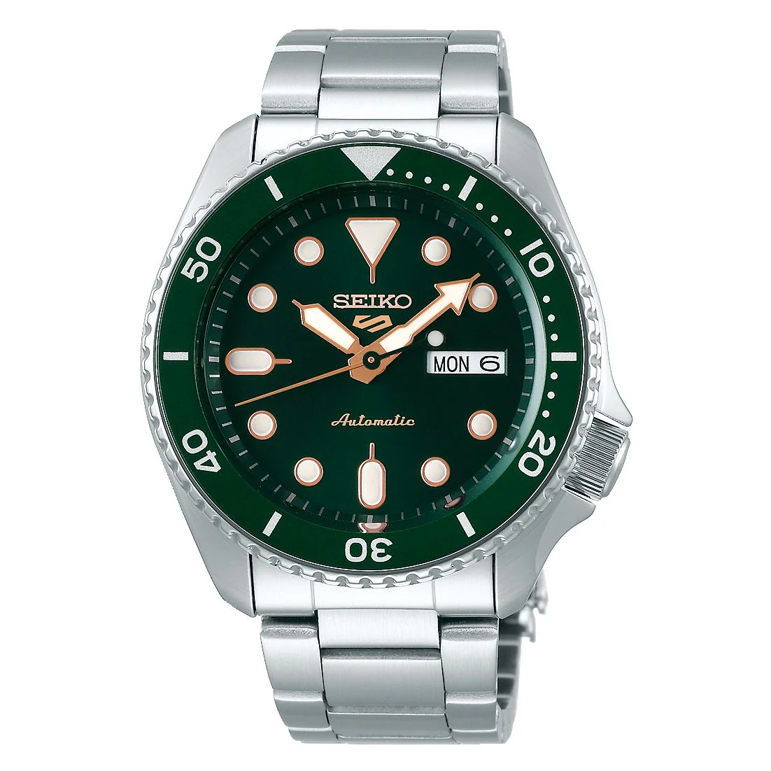 Orologio da uomo Seiko 5 sports SRPD63K1 verde e oro rosa