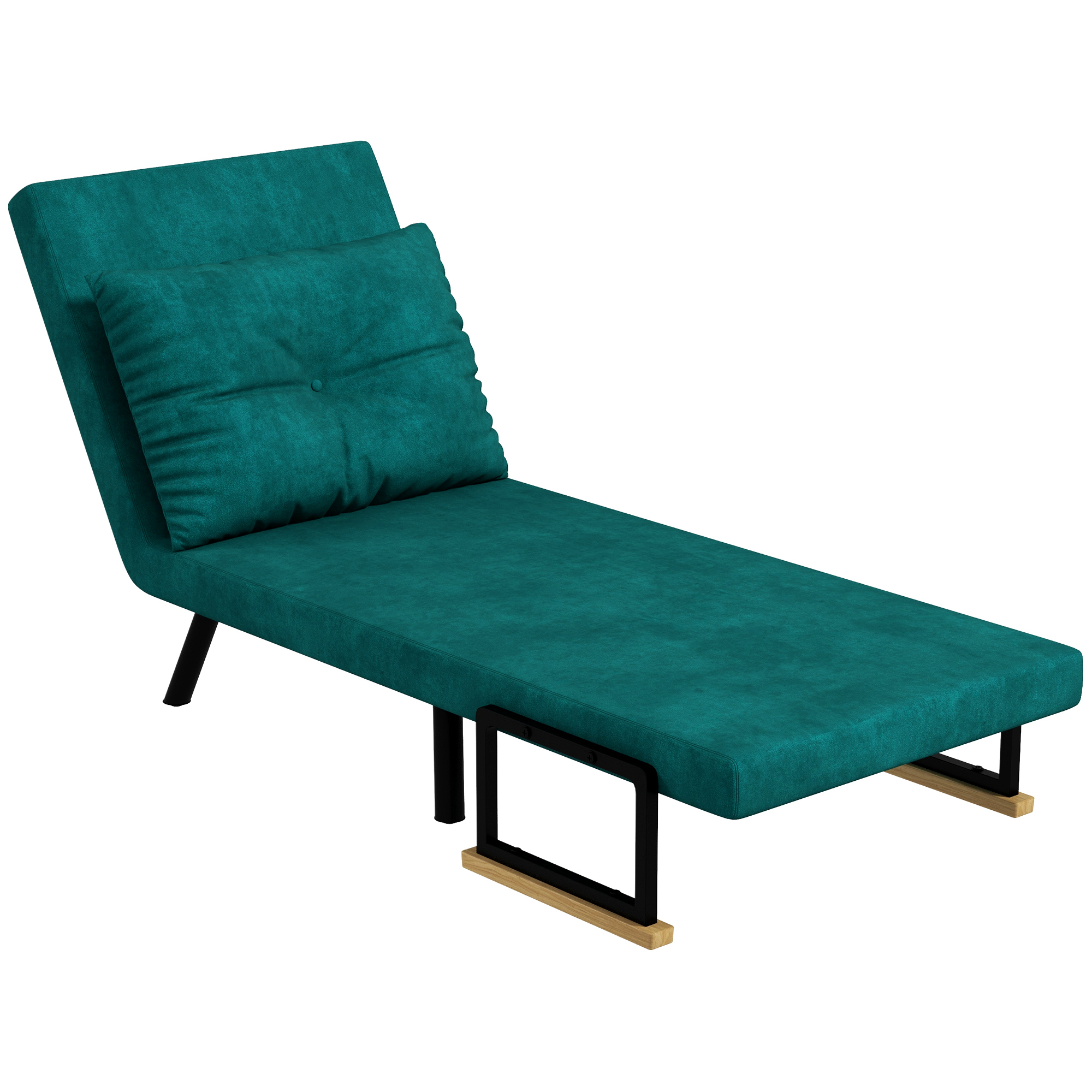 HOMCOM Schlafsessel 3 in 1 mit 5-fach verstellbarer Rückenlehne und Kissen, 63x73x81 cm, Grün