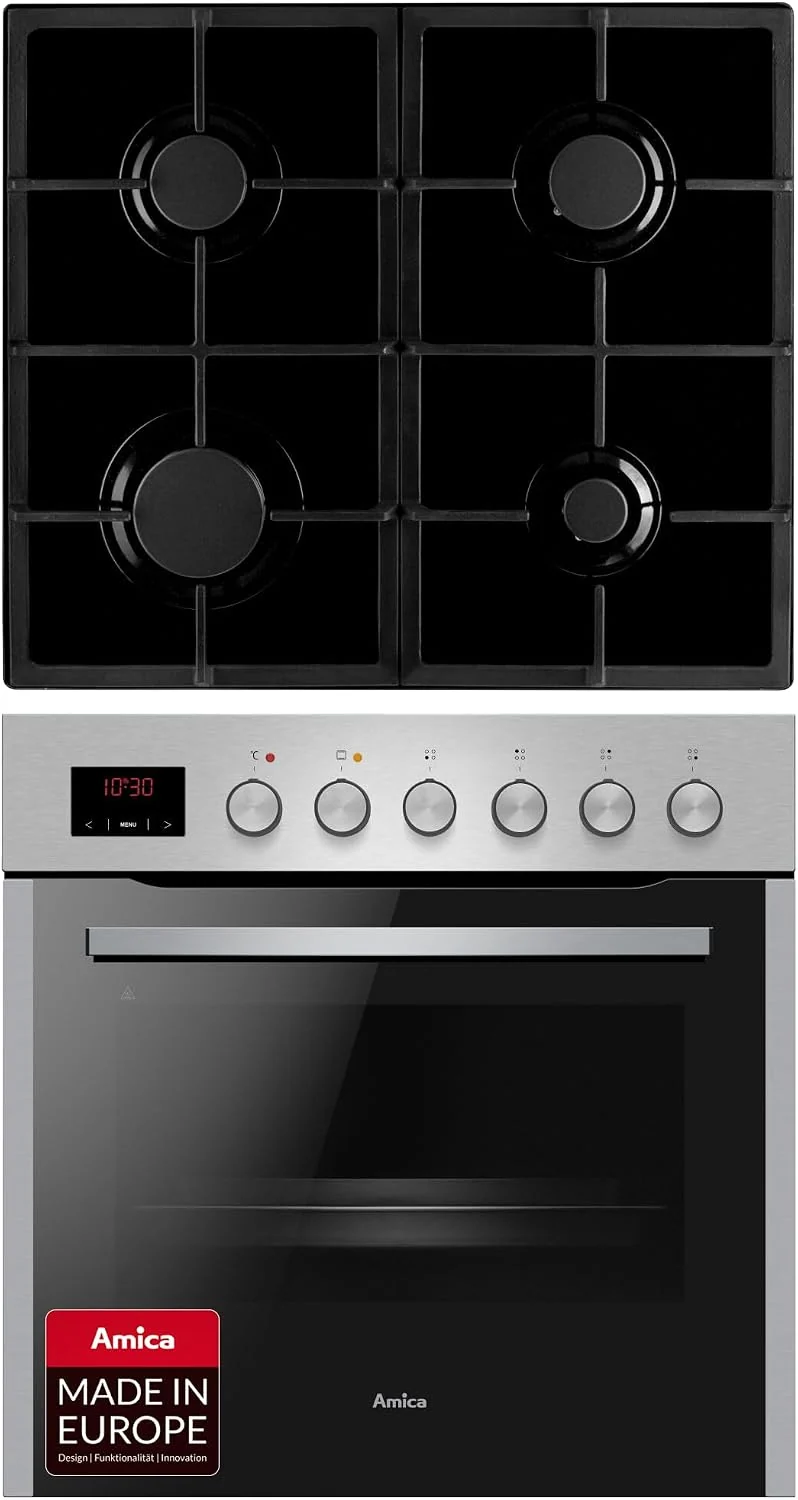 Amica Einbauherd Set 60 cm 65 L Gaskochfeld Edelstahl EHEG 934 112 E