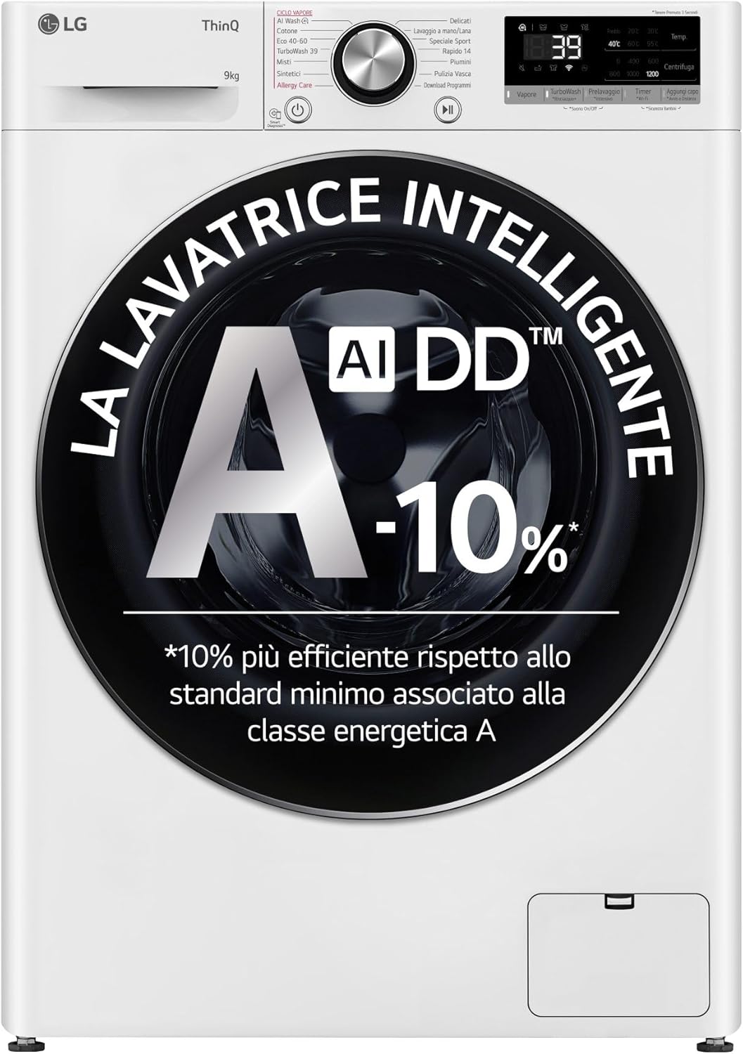 F2R7S09TSWC - Lavatrice Slim da 9 kg, 1200 giri, Inverter, Classe energetica A