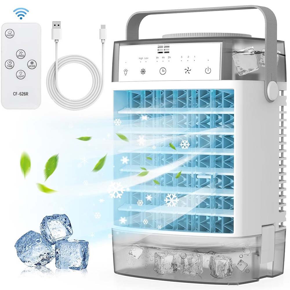 Tischventilator 4-in-1 Ventilatorkombigerät Nachtlicht&Timing Tragbare Klimaanlagen