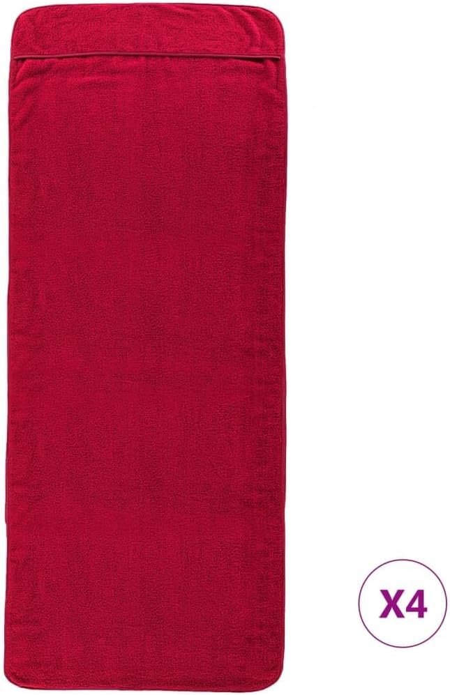 Furniture Select Strandtücher, 4 Stück, Burgunderrot, 60 x 135 cm, Stoff, 400 g/m²