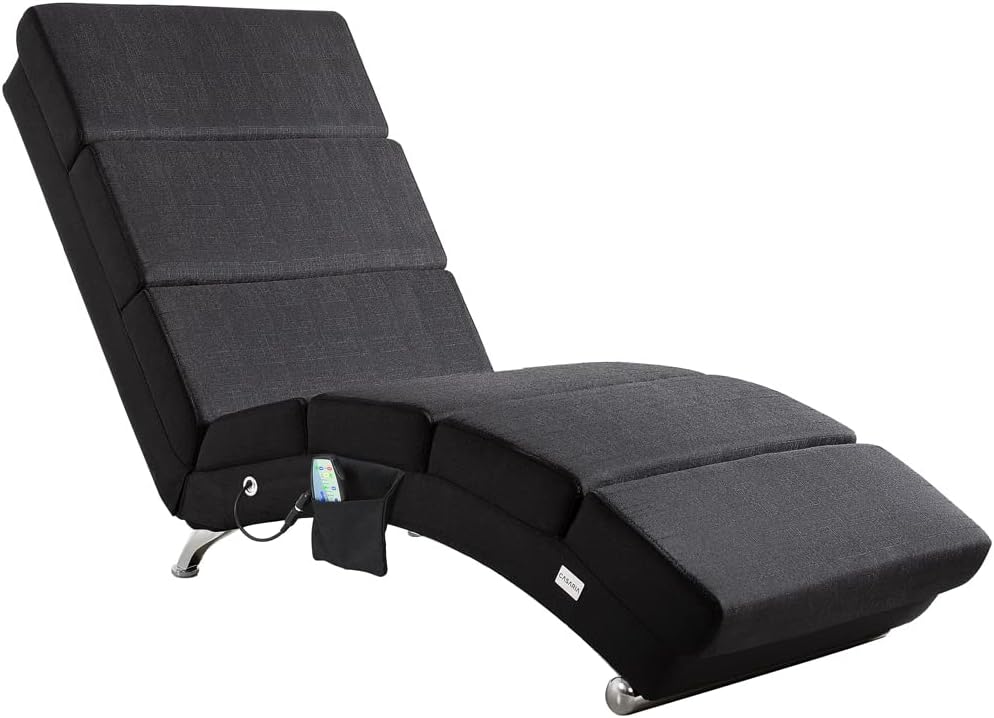 Casaria Relaxsessel, 186x89x55 cm, 180 kg, Anthrazit, Relaxliege XXL Massage Heizfunktion Ergonomisch Stoff