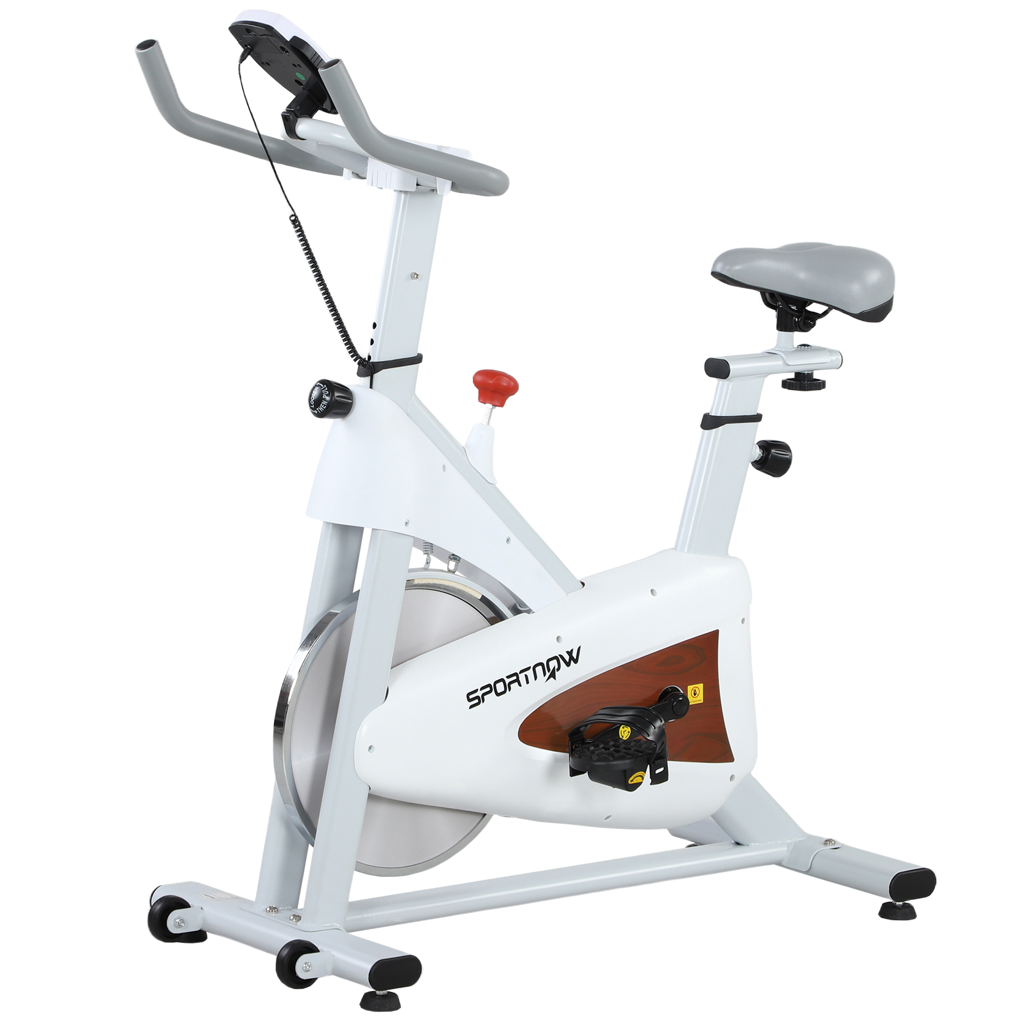 SPORTNOW Leises Heimfahrrad mit einstellbarem Sitz und Widerstand, LCD-Monitor, Tabletthalter, weiß