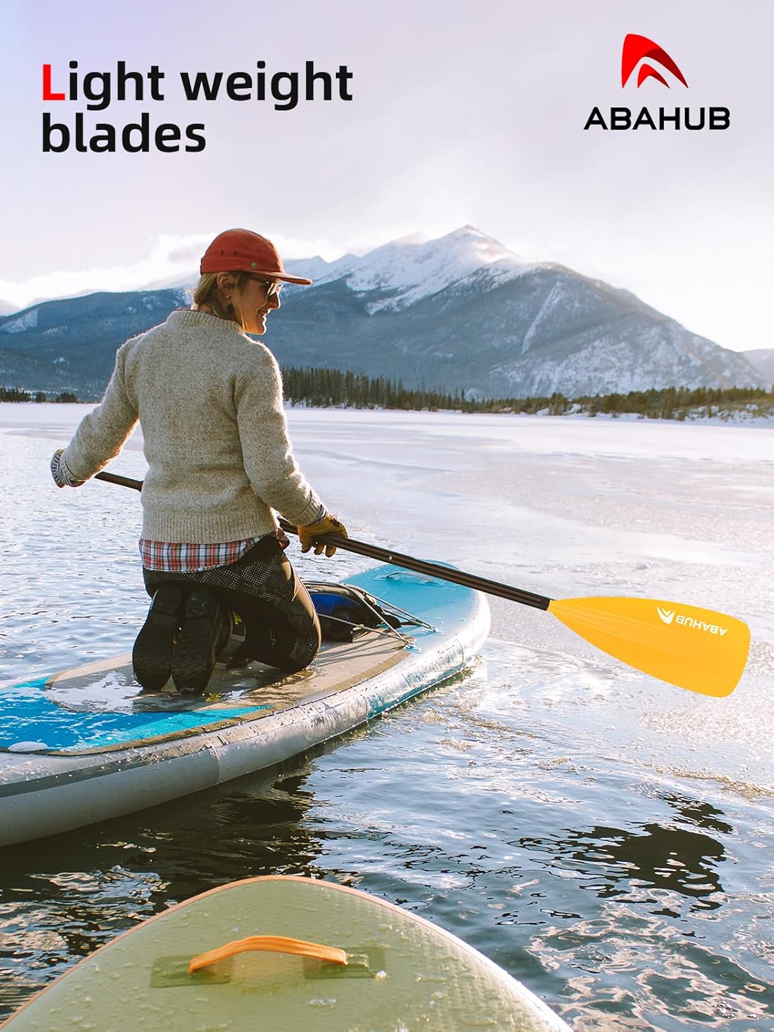 Abahub Pagaia SUP Alluminio Remi SUP Paddle Stand Up Paddle Telescopico 173-213 cm per Tavola da Surf Canoa SUP, Lama in Nylon di Plastica in Nero/Blu/Verde/Rosso/Arancione/Giallo