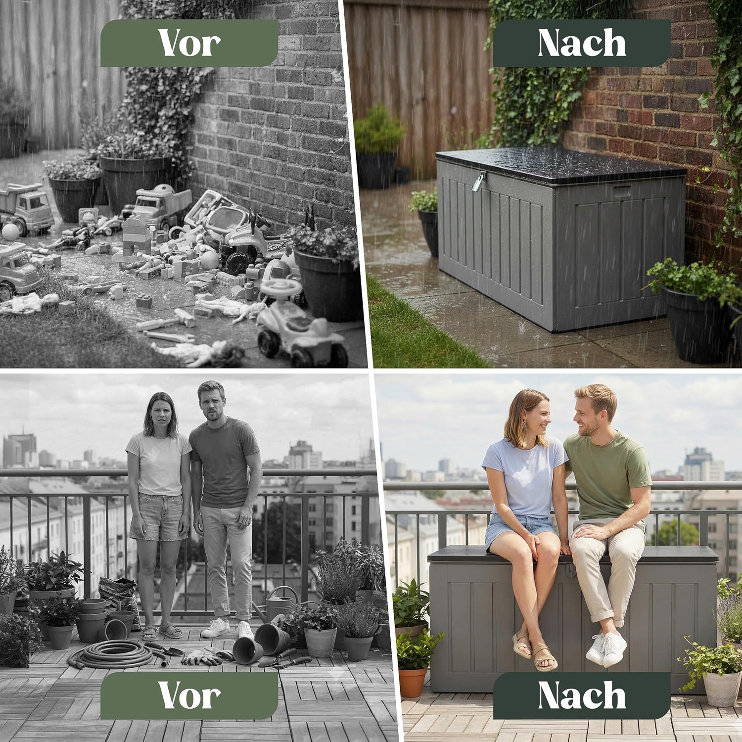 Olsen & Smith Aufbewahrungsbox XXL 830L Gartenbox Mit Deckel Groß, Auflagenbox Wasserdicht Kissenbox, Gartenschrank Für Kissen Und Storage Boxes Für Garten Balkon Terrasse Anthrazit Paketbox