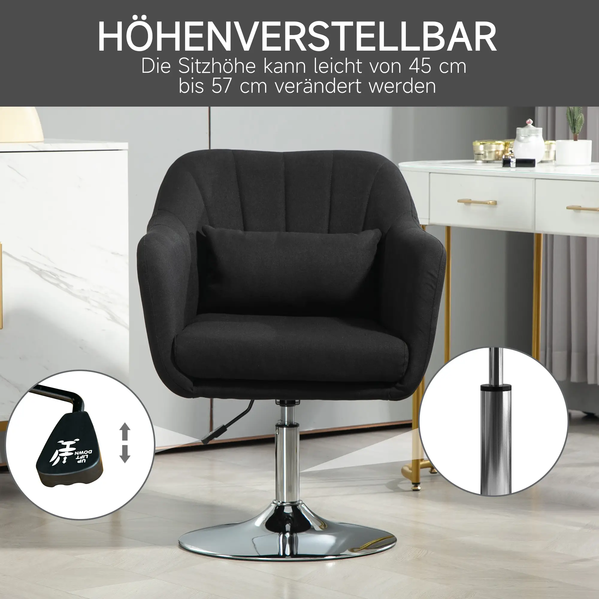 HOMCOM Polsterstuhl höhenverstellbar drehbar Loungesessel