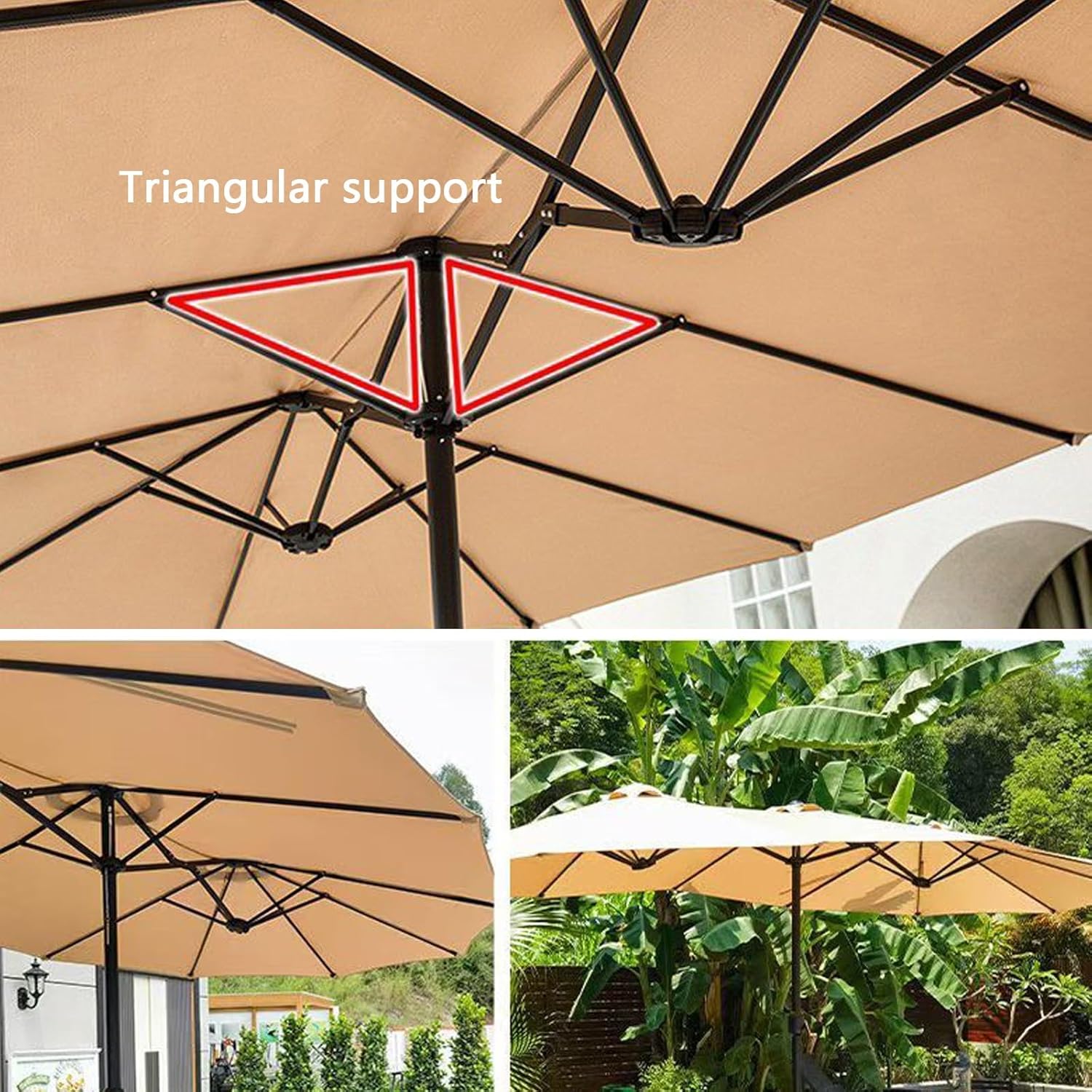 Tragbarer Terrassenschirm for Den Außenbereich, Mit Sockel, Großer Außenschirm, Faltbar Und Tragbar, for Rasen, Garten, Hinterhof Und Pool(White,Small Base)