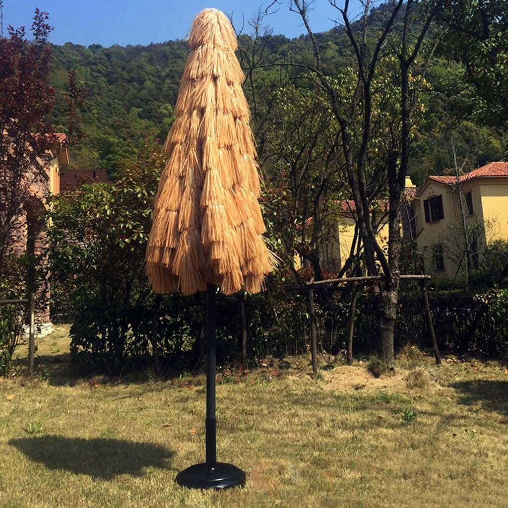Garten Parasole Parasol, Strandparasol mit Handkurbelgriff, wasserdichte Sonnenschatten Außenstroh für Gartenpool Patio Raffia Regenschirm Außenparasole Parasole