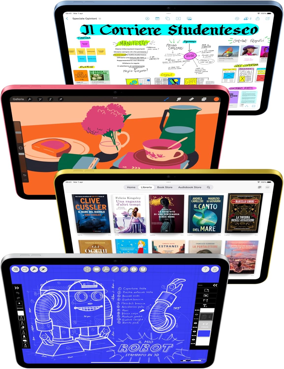 iPad con chip A16: display Liquid Retina da 11'', 128 GB, Wi Fi 6, fotocamera frontale e posteriore da 12MP, Touch ID, autonomia di un giorno intero di batteria — Argento
