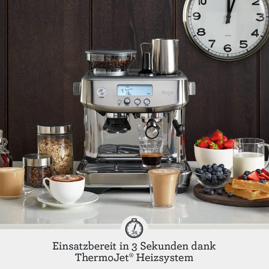 Sage Appliances the Barista Pro Espressomaschine und Kaffeemaschine mit Milchaufschäumer, Siebträgermaschine, SES878BTR, Mattschwarz