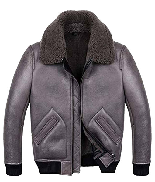 Men’s B2 Grey Shearling Leather Jacket