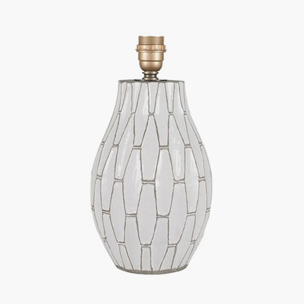 White Stoneware Geometric Table Lamp