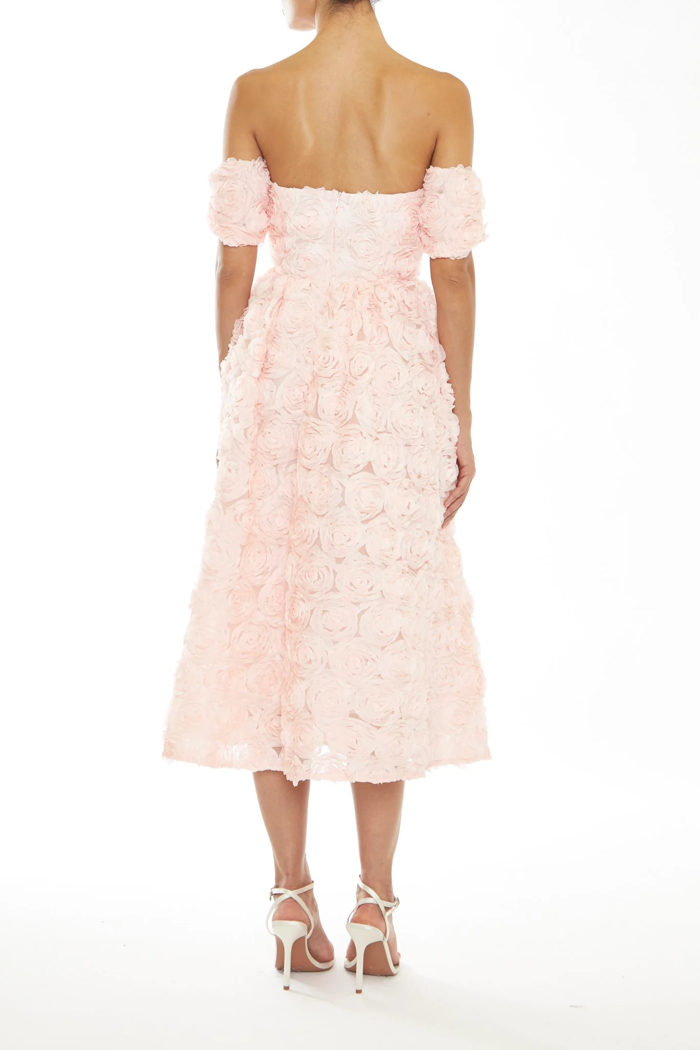 Amelia Peach Bardot Bust Cup Midi-Dress