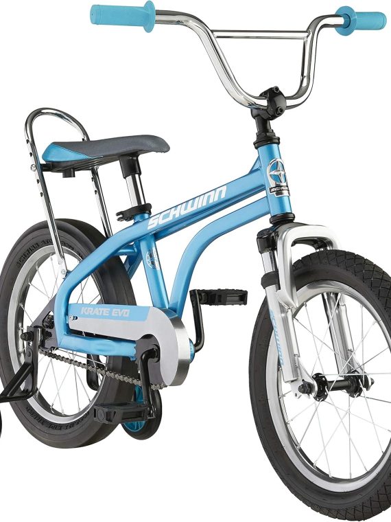 Blue Kids Bike by [Brand Name], 16 Inch Wheels, Front Suspension, Slick Rear Tire, Removable Training Wheels, Rear Coaster Brake, Ages 3 5, Height 38 48 Inches