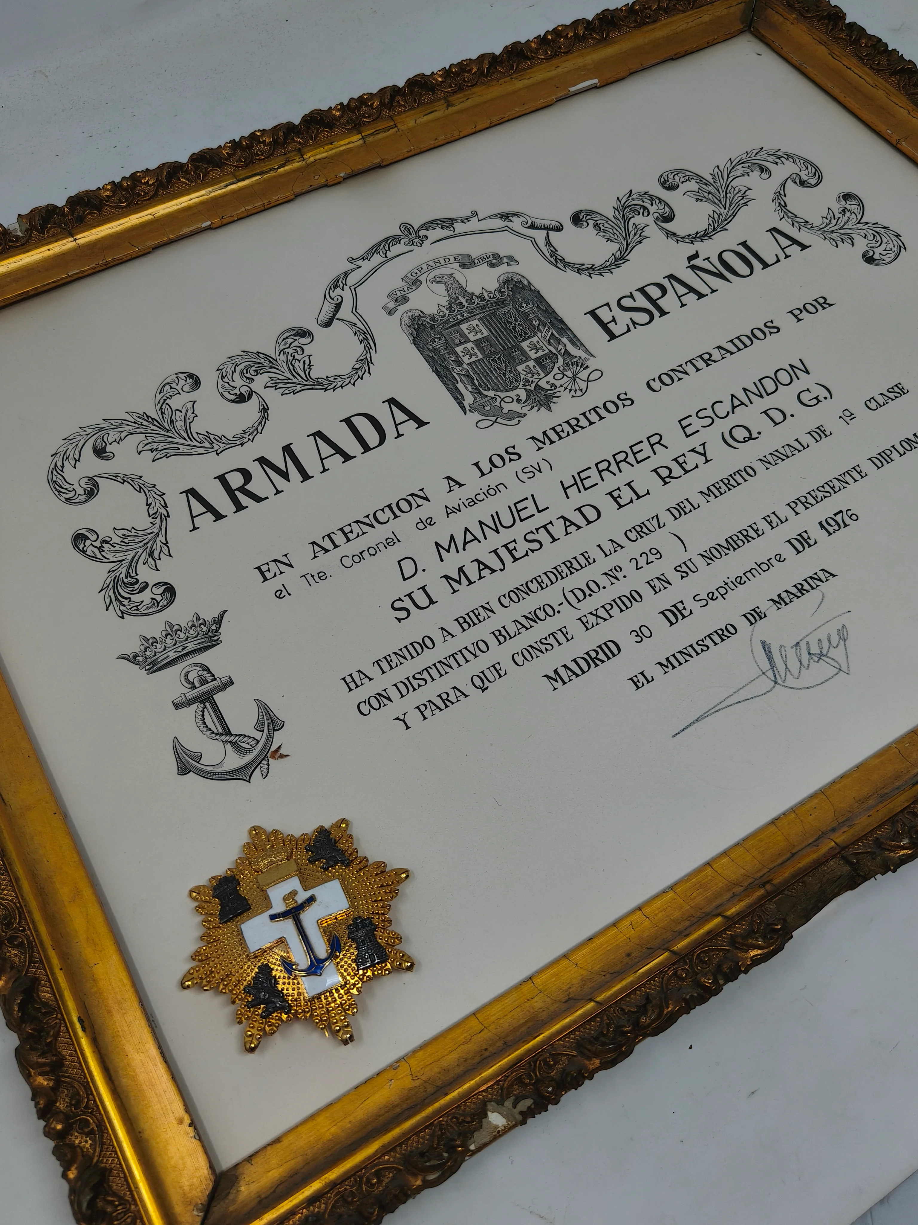 Gran Cruz orden M��rito Naval blanco con diploma