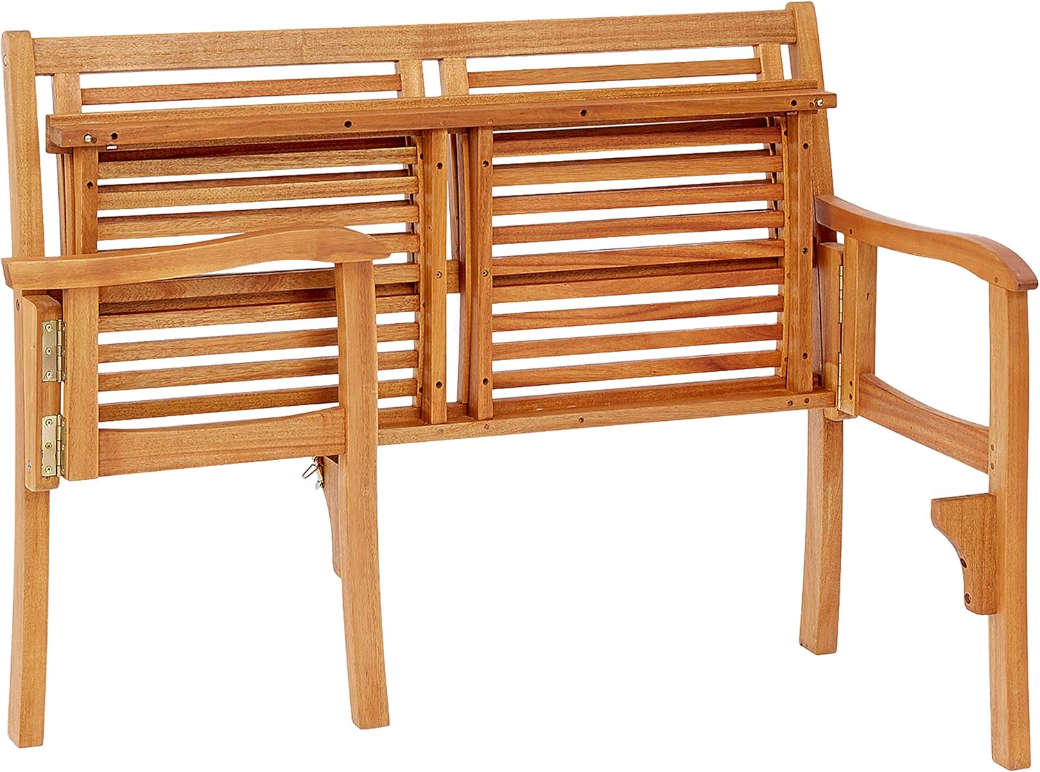 Dehner Klappbank Douglas, 2-Sitzer, ca. 119 x 62 x 90 cm, aus FSC® - zertifiziertem Akazienholz, natur