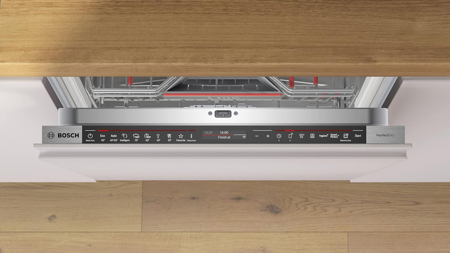 Bosch SMU4ETS08E, Serie 4, Smarter Unterbau-Geschirrspüler 60 cm, Besteckkorb, Spülmaschine mit Programmassistent, besonders Leise, höhenverstellbarer Oberkorb, Automatische Türöffnung, Edelstahl