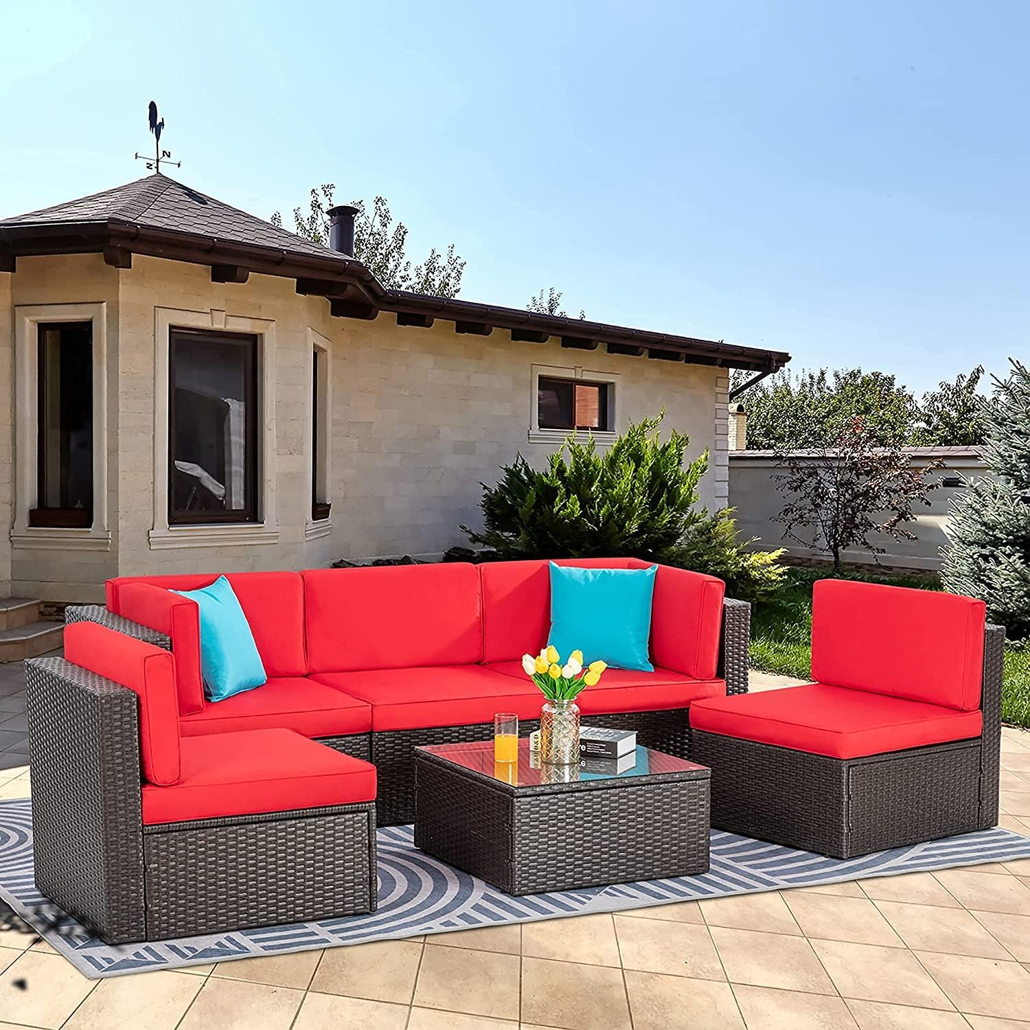 5 Piece Patio Furniture Sets Outdoor Patio Set Sectional Sofa