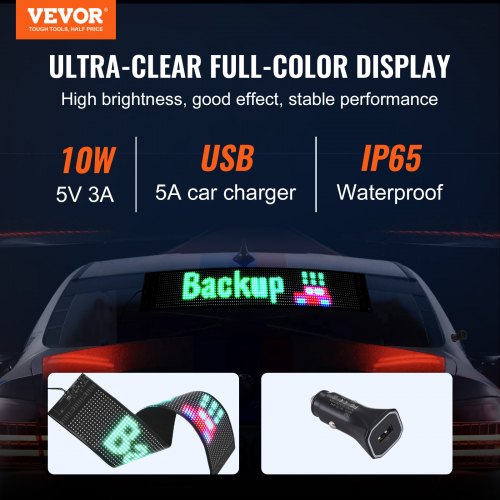 VEVOR Programmierbares LED-Schild, P6 Vollfarb-LED-Scrolling-Panel, DIY-Anzeigetafel mit benutzerdefiniertem Textanimationsmuster, Bluetooth-App-Steuerung, Nachrichten-Ladenschild 68 x 12 cm