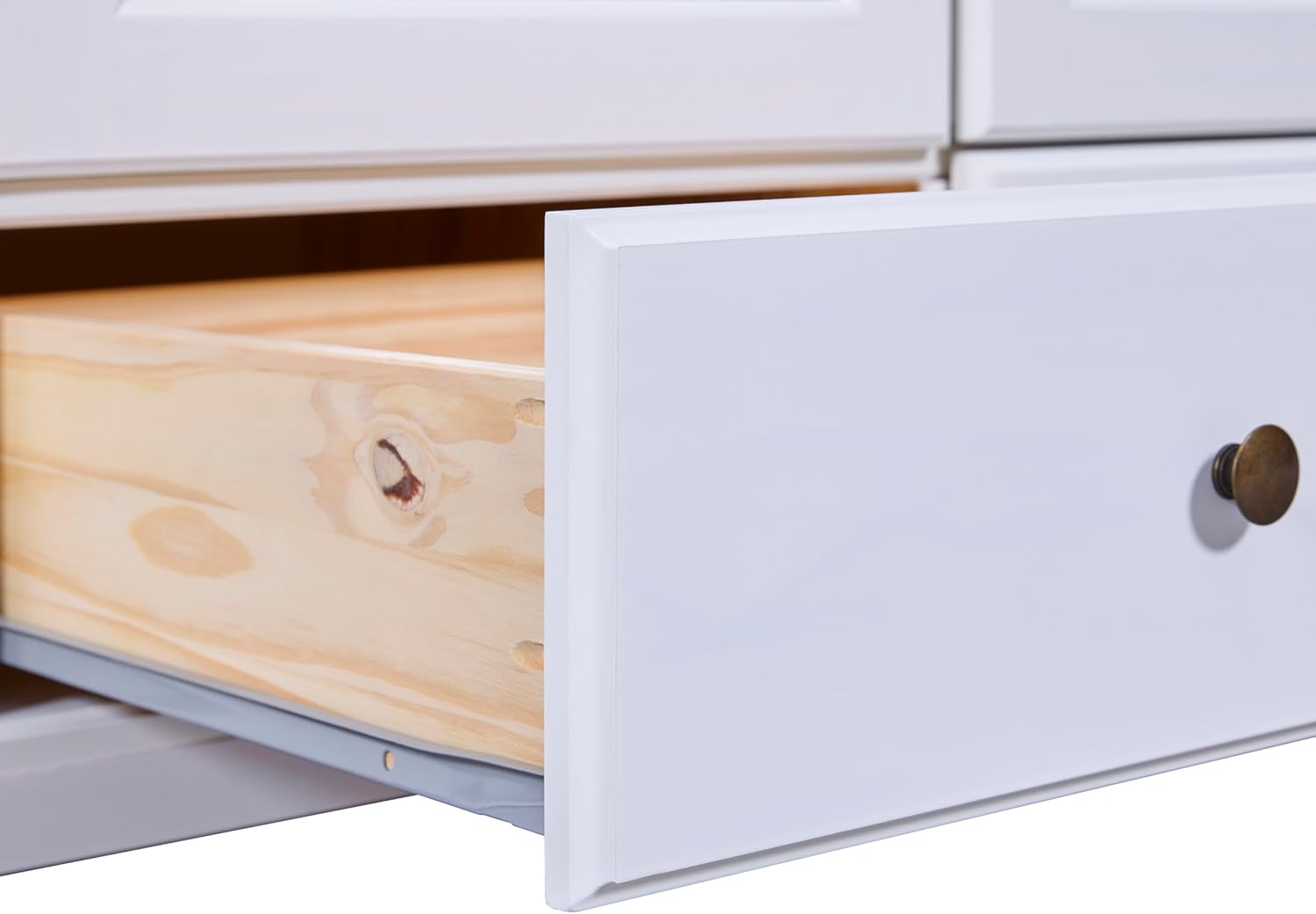 Inter Link - Kleiderschrank - Kiefer massiv - Garderobenschrank - Landhaus Still - Wäscheschrank - Mehrzweckschrank - Schlafzimmerschrank - 3 Türen - 3 Schubladen - Weiß lackiert - Kappl