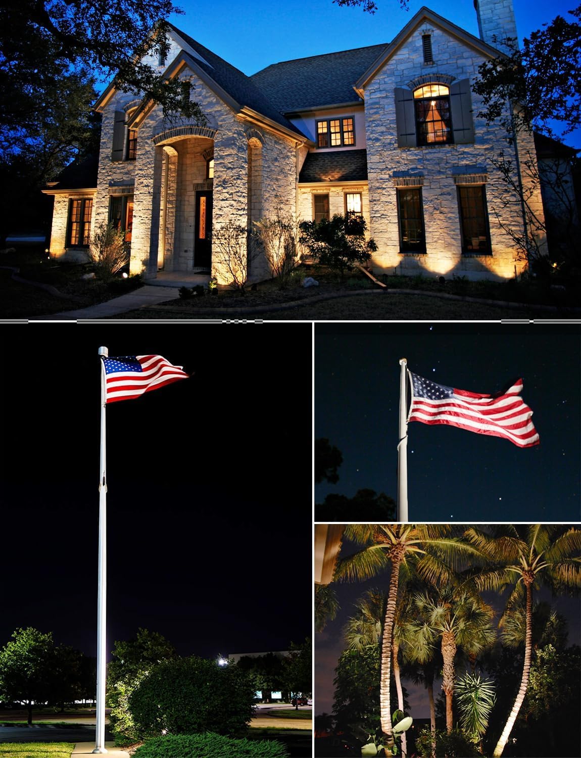 SUNVIE LED-Außenstrahler, 30 W, 120 V, 3000 lm, ultrahelle Fahnenmastleuchte mit Metallpfahl, warmweißes Flutlicht, Landschaftsbeleuchtung für Hof, Flagge, Baum, Garten, 1,8 m langes Kabel mit Stecker