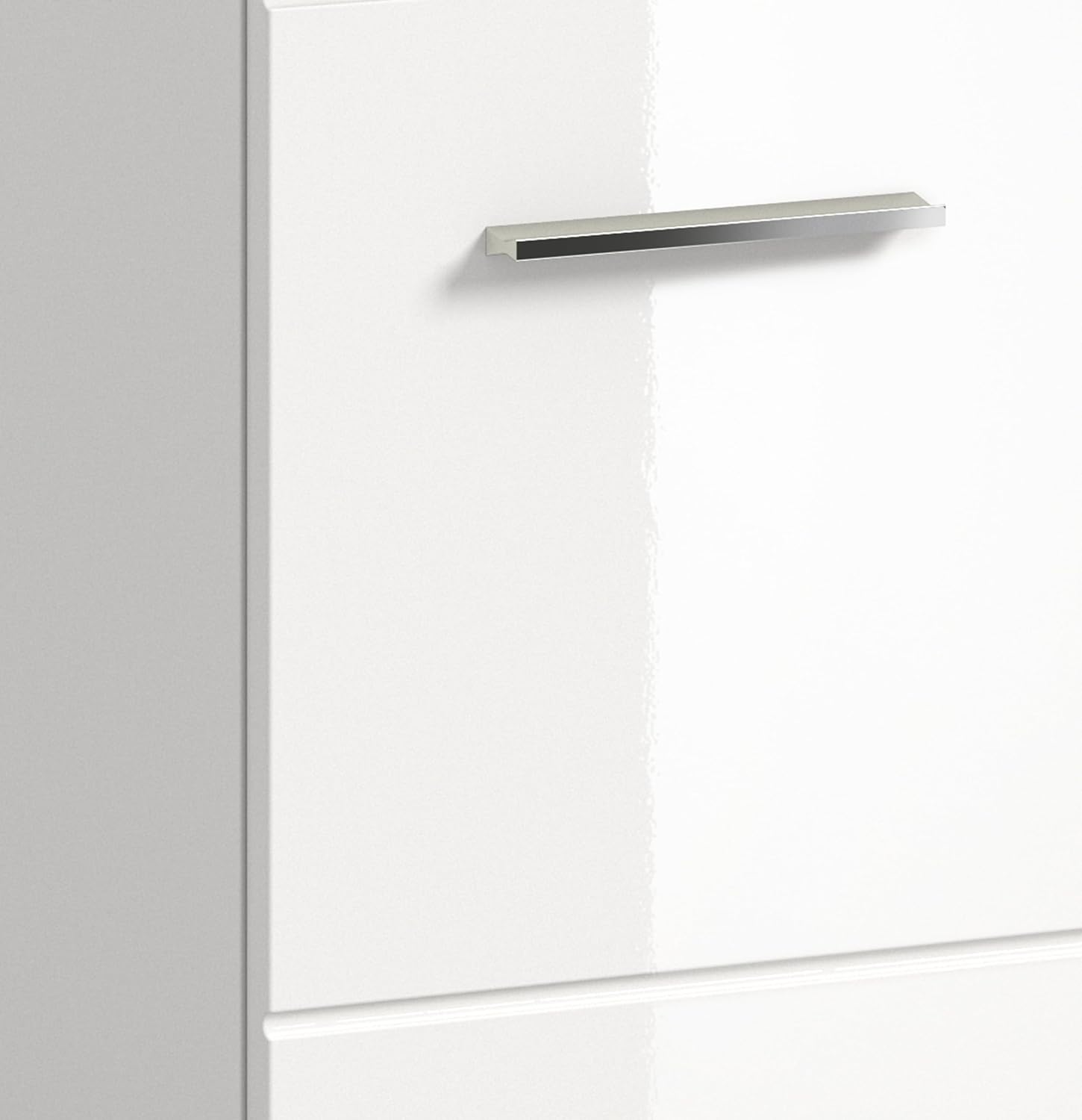 xonox.home - Hochschrank Ice 60x185x30 cm in Front weiß Hochglanz Tiefziehfront Korpus weiß - breiter Badhochschrank - stilvoll und funktional