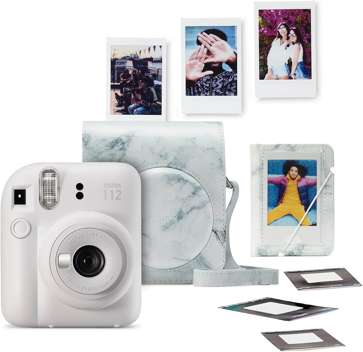FUJIFILM instax mini 12 Bundle Sofortbildkamera, Clay White