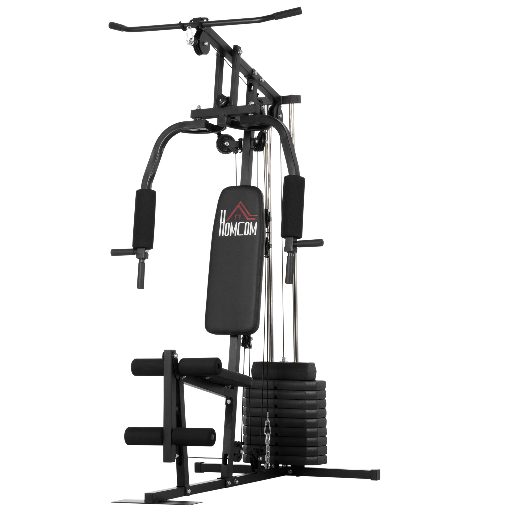 HOMCOM Fitness-Kraftstation mit 9 Gewichtsblöcken zu je 5 kg, insgesamt 45 kg, für ein komplettes Training - 200 x 135 x 103 cm