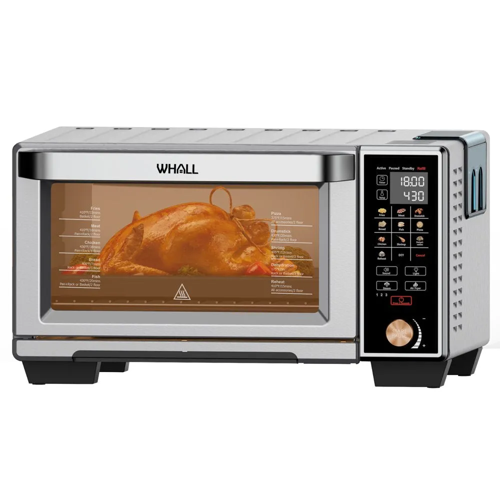 WHALL Air Fryer Toaster Oven   30QT Convection Oven, 11 In 1 Steam Oven, Touchscreen, 4 Accessories