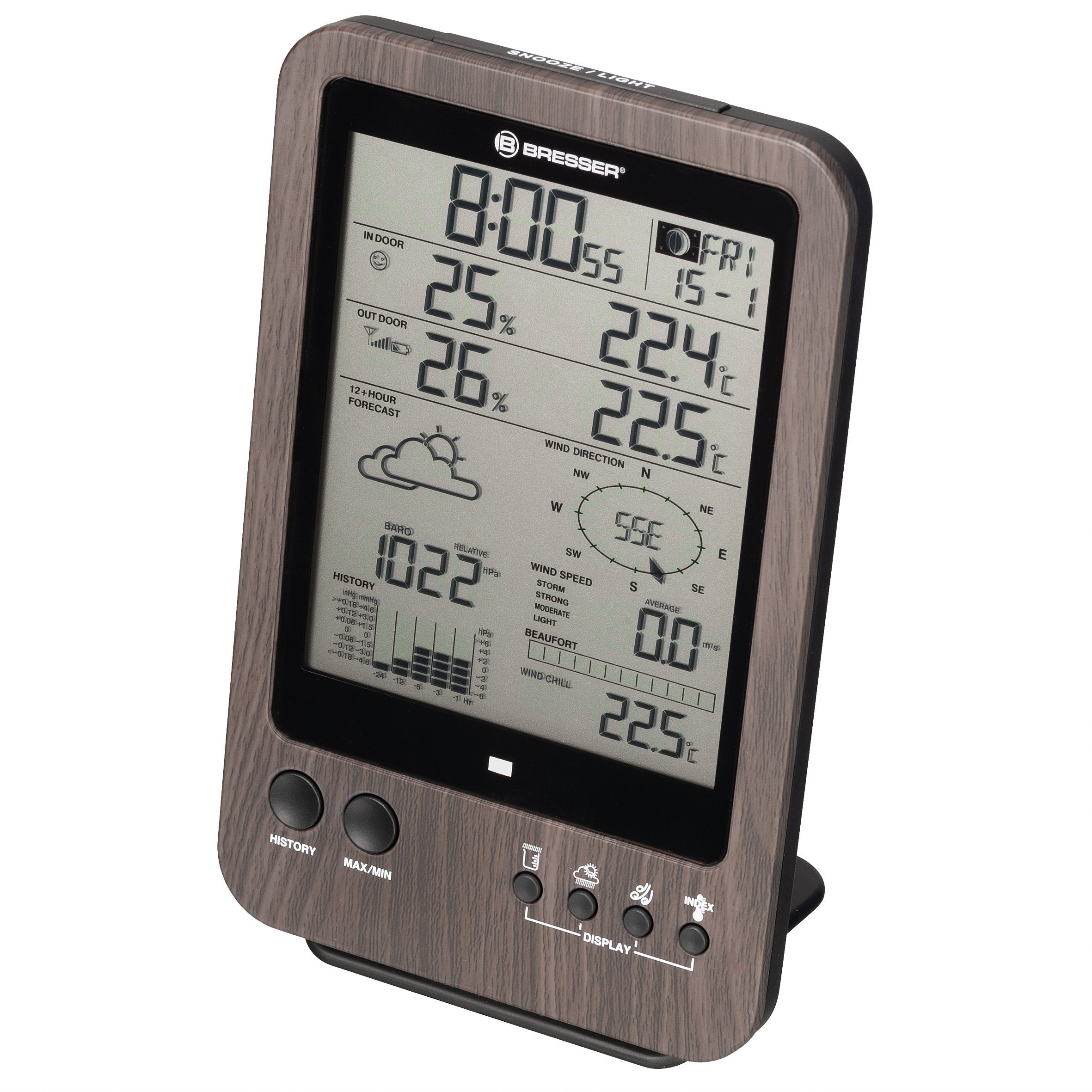 Wetterstation BRESSER WTW 5-in-1-Wetterstation in Holzoptik