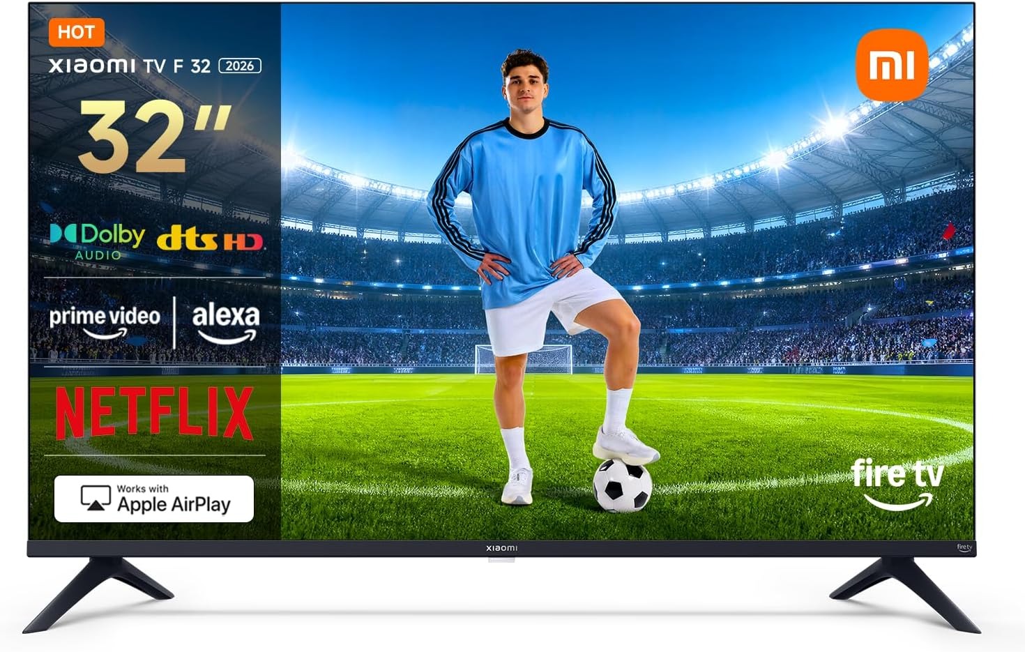 XIAOMI TV F 32, 32 pollici (81 cm), HD, Smart TV, Fire TV,Triple Tuner DVB-C/S/S2/T/T2, Dolby Audio, DTS Virtual:X, DTS-HD, Controllo Vocale Alexa, Compatibile con Apple AirPlay