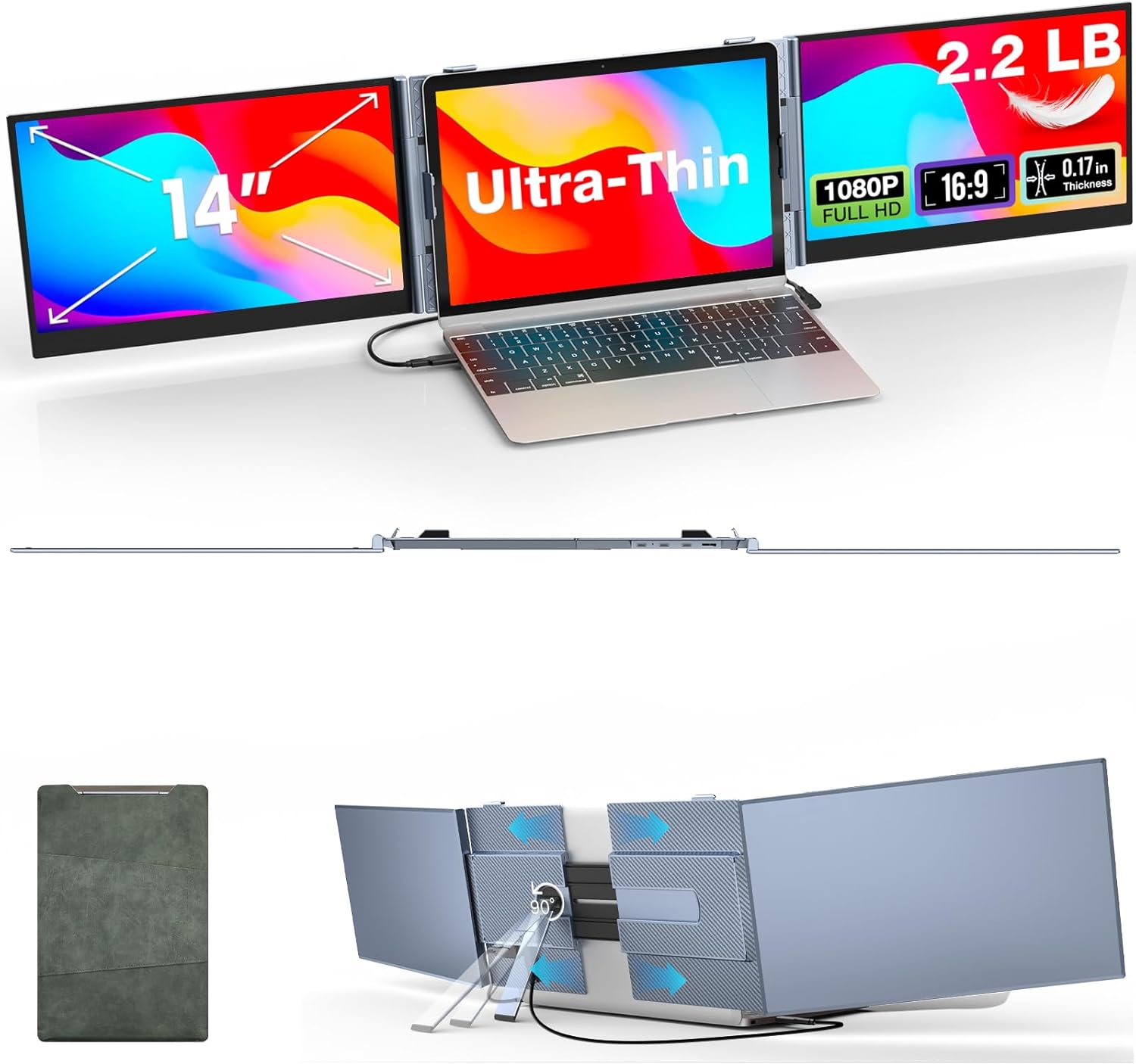 Kwumsy Monitor Portatile Per Laptop 14 Pollici, 0,17