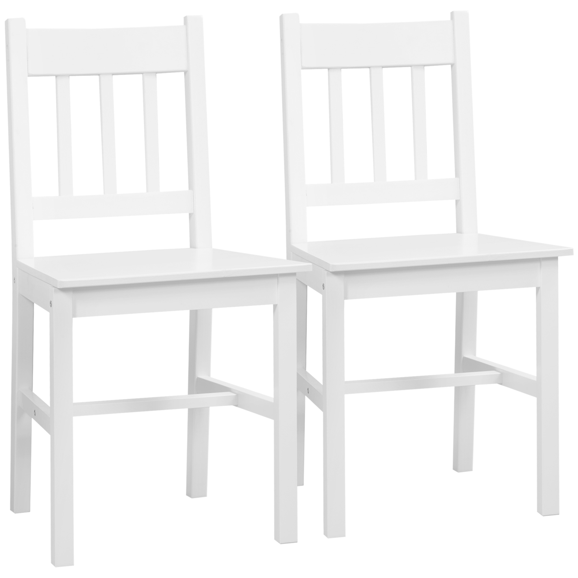 HOMCOM 2er-Set Esszimmerstühle Küchenstühle Stühle, Massivholz, 41 cm x 46,5 cm x 85,5 cm, Weiß