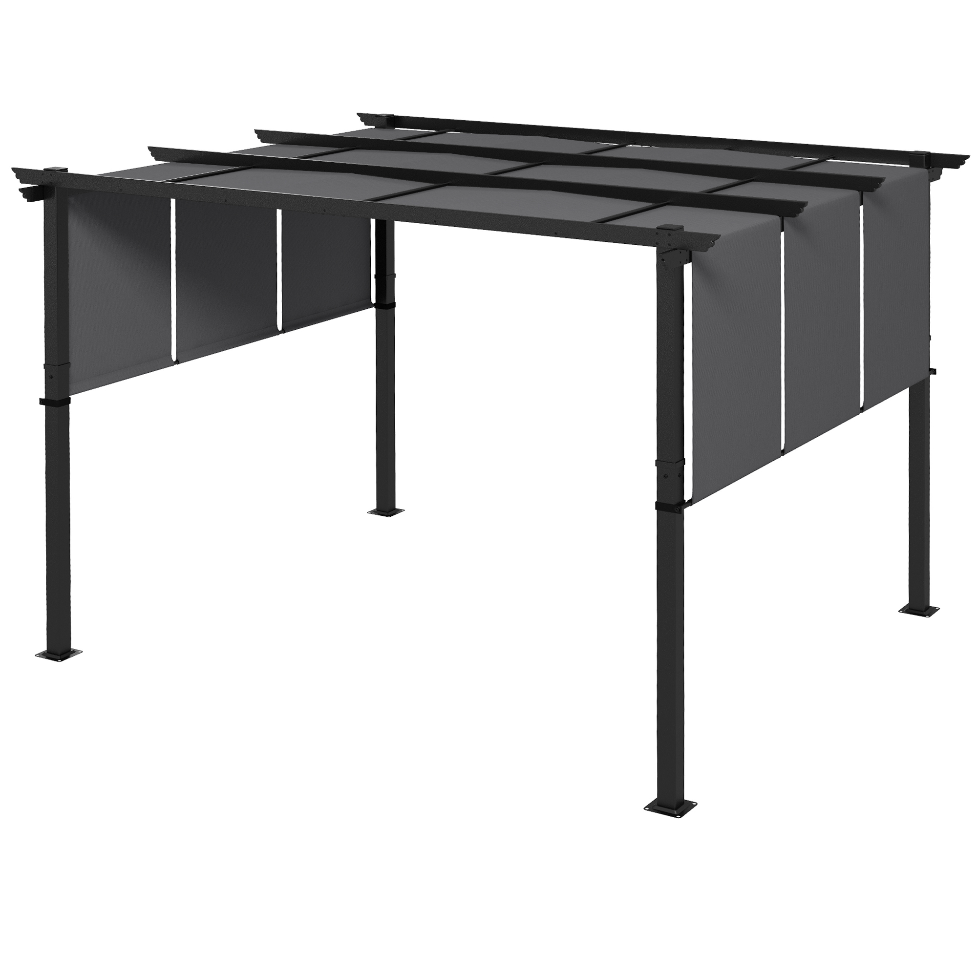Outsunny Markise Sonnenschutz. Pergola, wetterbeständig,  inkl. Befestigungsmaterial, 3 x 3,5 m, Dunkelgrau