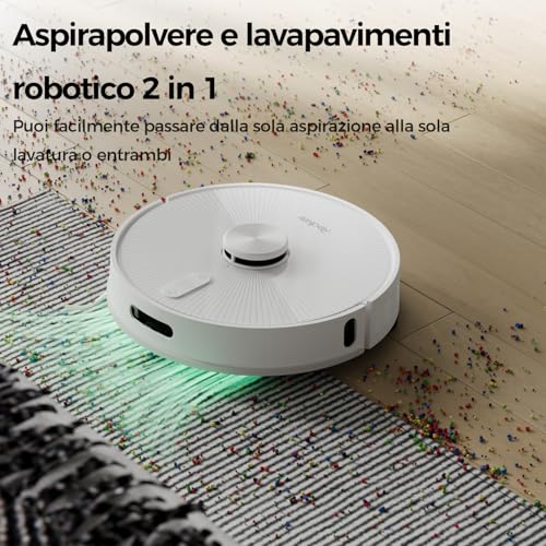 Redkey R10 Robot Aspirapolvere Lavapavimenti con Mappatura,Navigazione LiDAR, Con stazione di aspirazione e funzione di lavaggio, 4000Pa Potente Aspirazione, 150min, Controllo APP : Casa e cucina