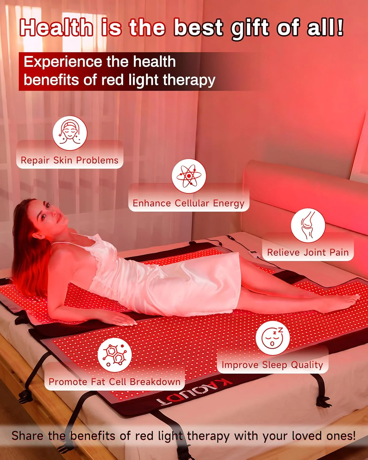 2025 Red Light Therapy Mat, Medical-Grade TPU, 2570 LEDs, 73