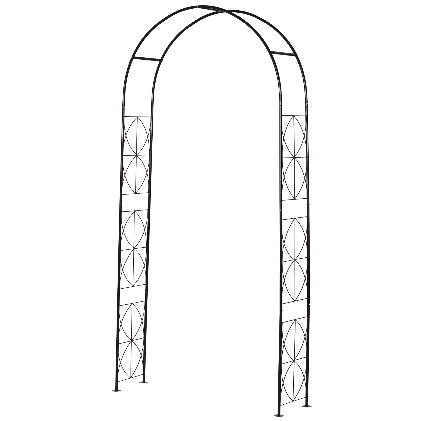 Outsunny Rosenbogen aus Metall Rankhilfe für Kletterpflanzen Gartenbogen mit Spitze Metallstruktur Torbogen Rankbogen für Rosen Bögen Rankgitter Rosenhilfe für Garten 114 x 30 x 230 cm Schwarz