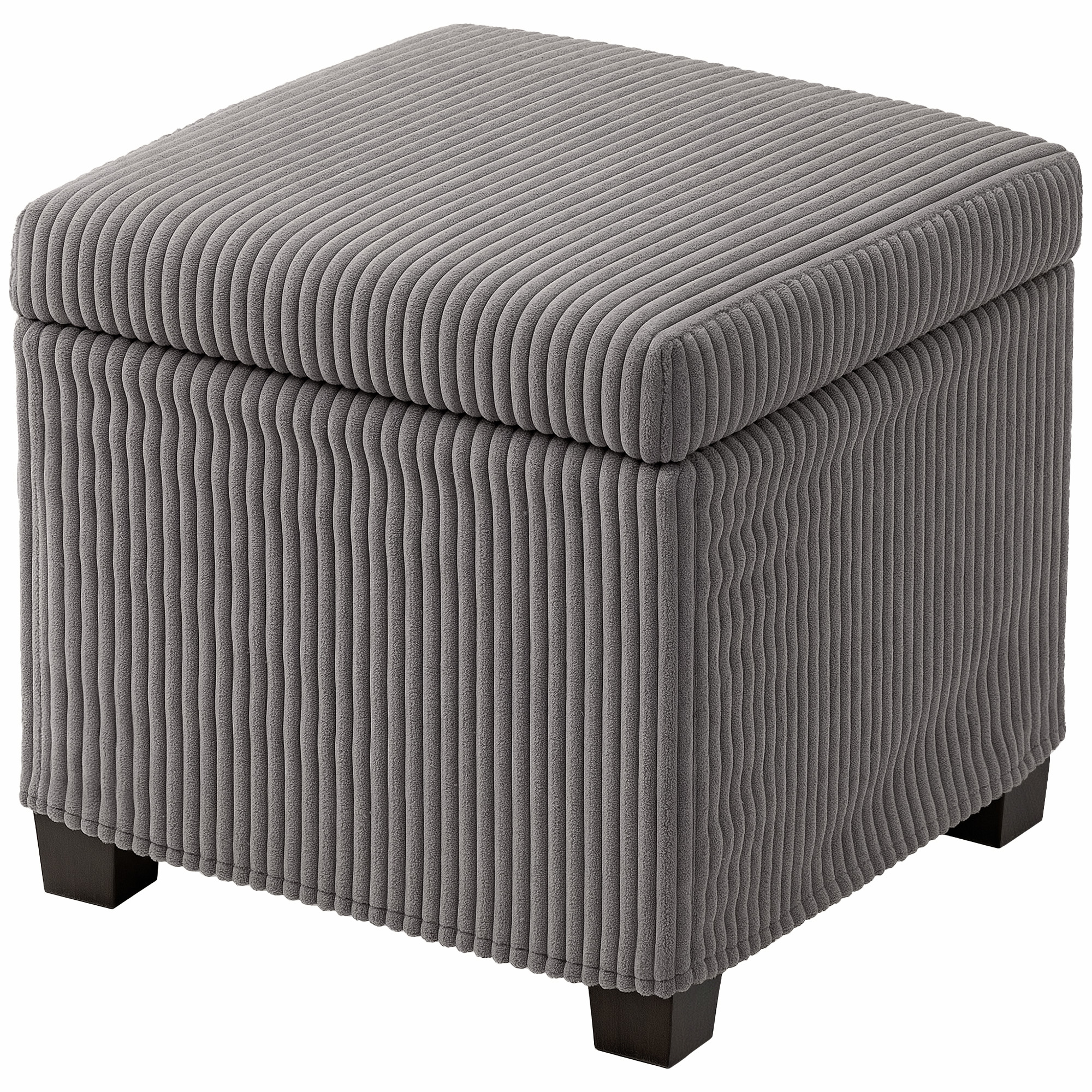 HOMCOM Aufbewahrungshocker 30 L mit abnehmbarem Deckel, gepolsterter Würfelhocker aus Ripp-Veloursstoff, 40 x 40 x 40 cm, Grau
