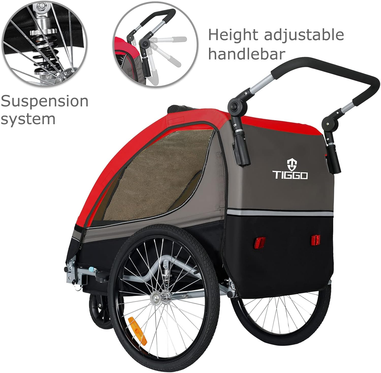 Tiggo S2 Kinderanhänger mit Federung Jogger 2 in 1 Kinder Buggy fahrradanhänger Anhänger 360° Drehbar
