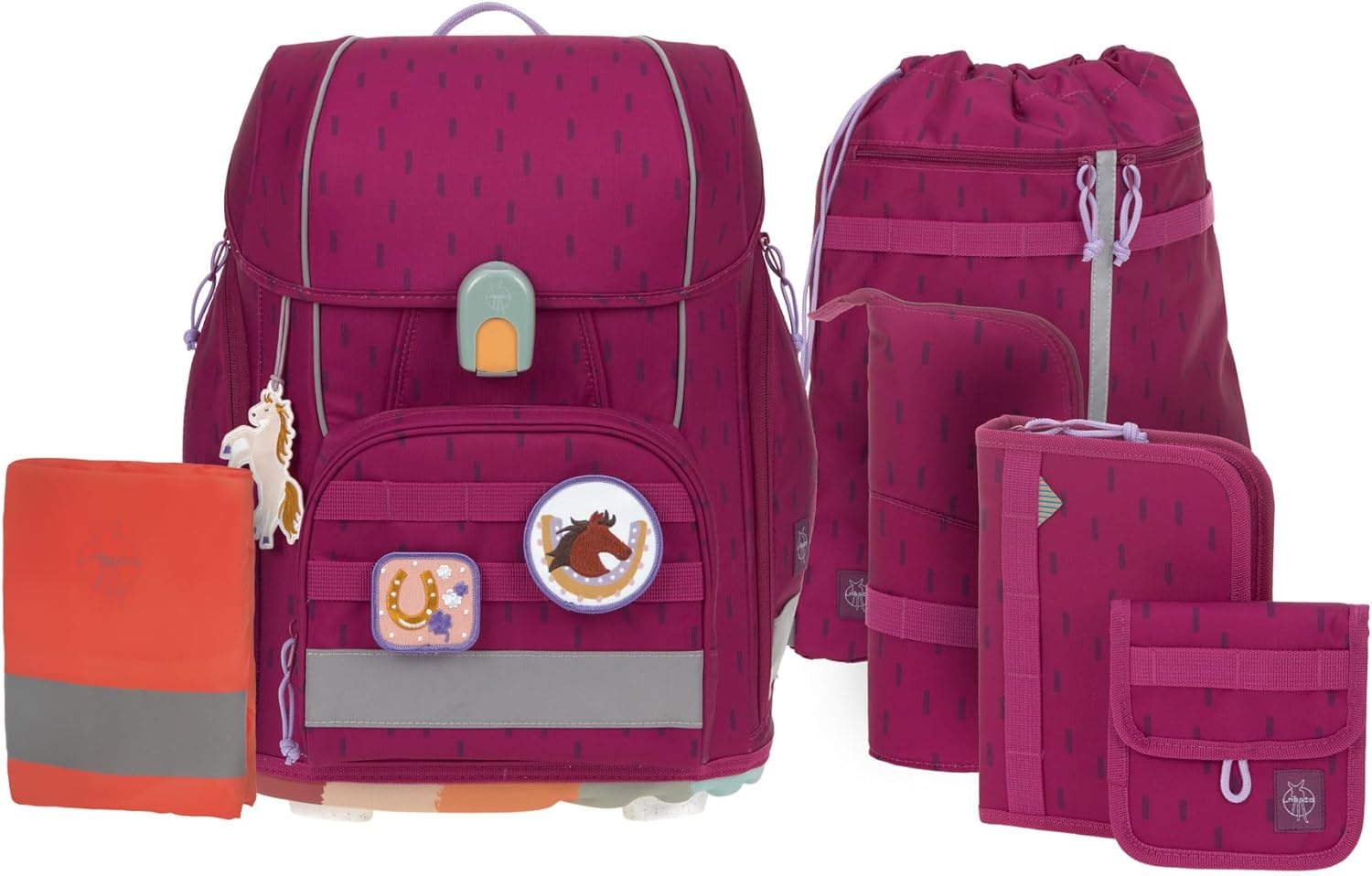 LÄSSIG 7-teiliges Schulranzen Set Kinder/School Set Boxy Unique Schwarz