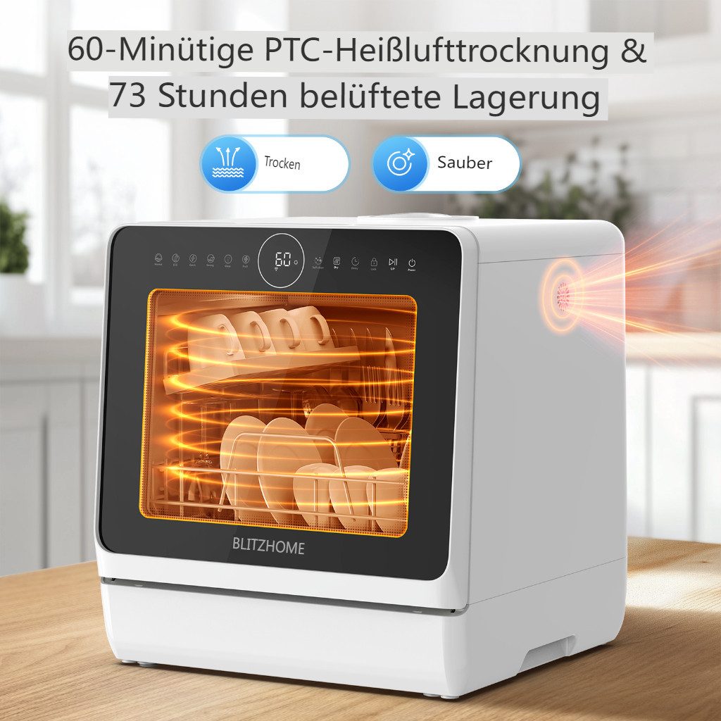 Tischgeschirrspüler 950W Mini Tischspülmaschine Geschirrspüler BH-4-CDW